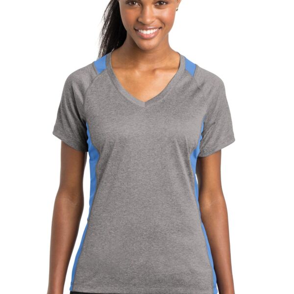 Ladies Heather Colorblock Contender ™ V Neck Tee - AF Thumbnail
