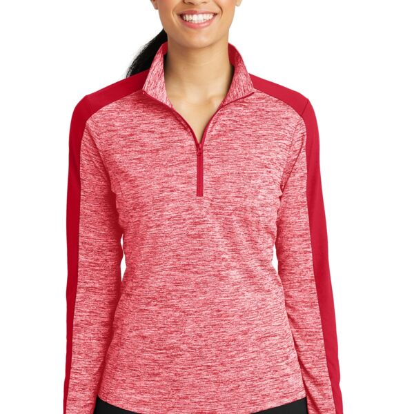 Ladies PosiCharge ® Electric Heather Colorblock 1/4 Zip Pullover - AF Thumbnail